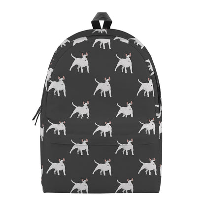 Black Bull Terrier Pattern Print Backpack