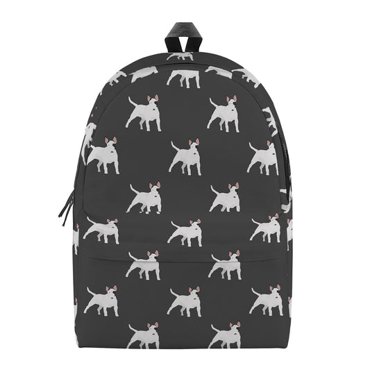 Black Bull Terrier Pattern Print Backpack