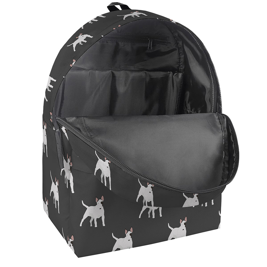Black Bull Terrier Pattern Print Backpack