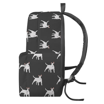 Black Bull Terrier Pattern Print Backpack