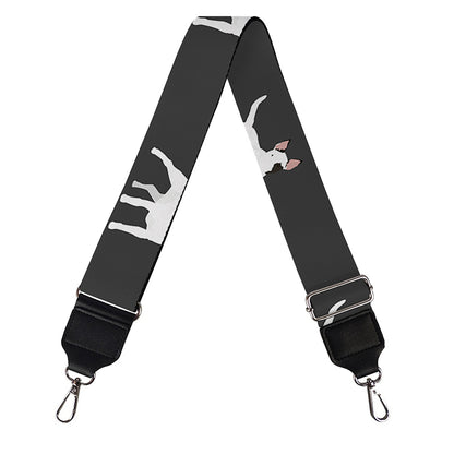 Black Bull Terrier Pattern Print Bag Strap