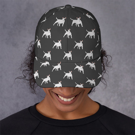Black Bull Terrier Pattern Print Baseball Cap