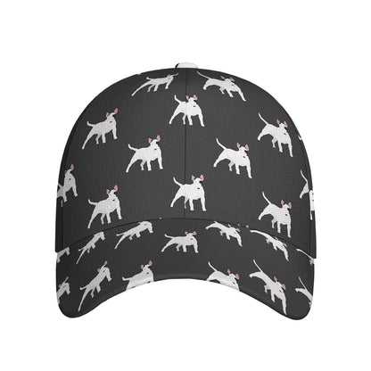 Black Bull Terrier Pattern Print Baseball Cap