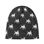Black Bull Terrier Pattern Print Beanie