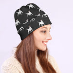 Black Bull Terrier Pattern Print Beanie