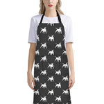 Black Bull Terrier Pattern Print Bib Apron With Pocket