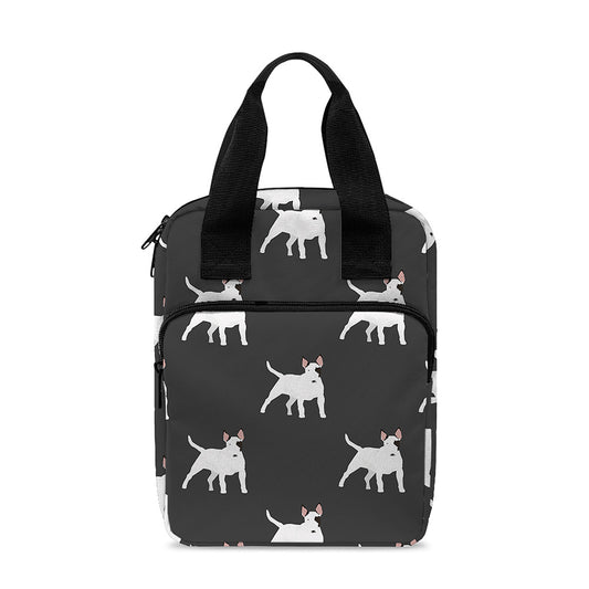 Black Bull Terrier Pattern Print Bible Tote Bag