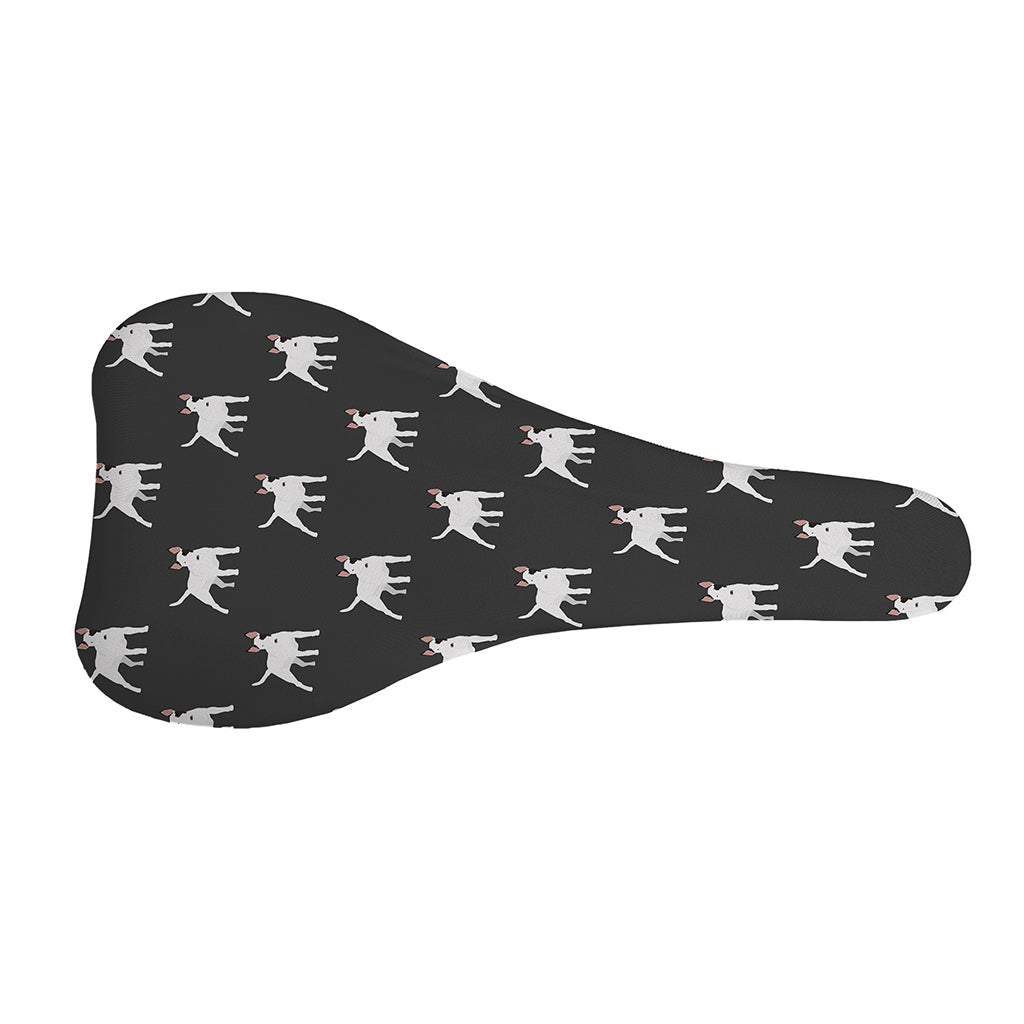 Black Bull Terrier Pattern Print Bicycle Seat Cover