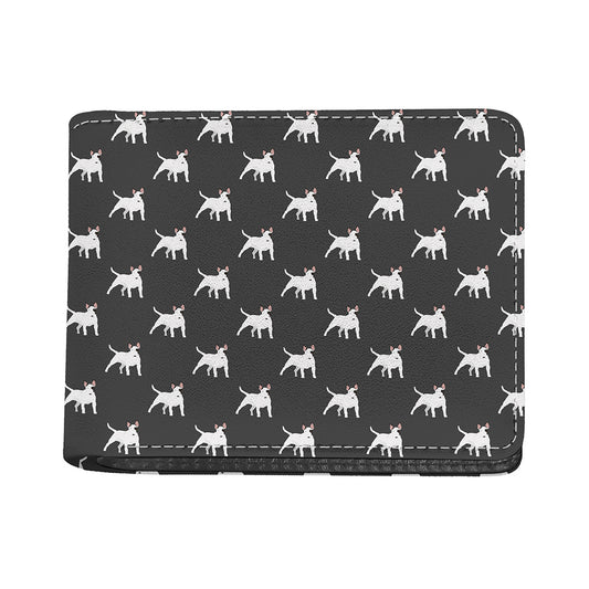 Black Bull Terrier Pattern Print Bifold Wallet