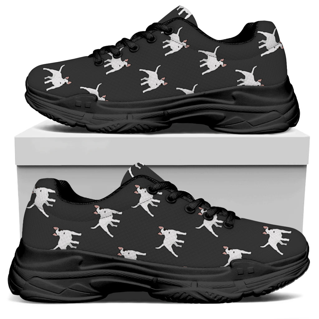 Black Bull Terrier Pattern Print Black Chunky Shoes