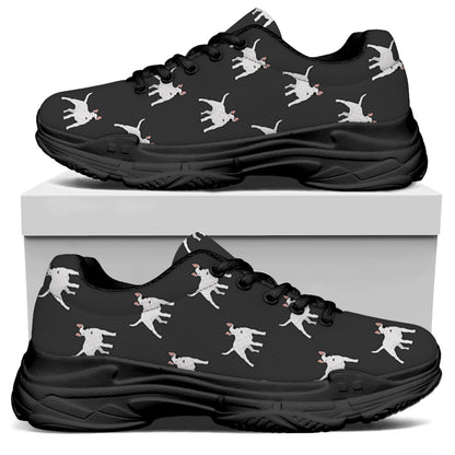 Black Bull Terrier Pattern Print Black Chunky Shoes