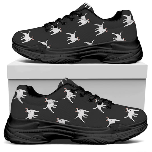 Black Bull Terrier Pattern Print Black Chunky Shoes