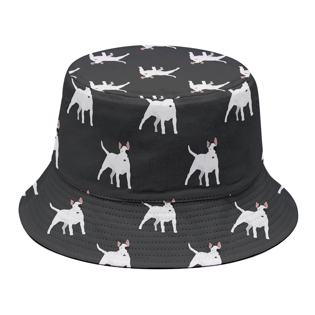 Black Bull Terrier Pattern Print Bucket Hat