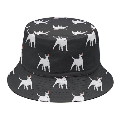 Black Bull Terrier Pattern Print Bucket Hat