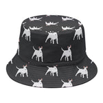 Black Bull Terrier Pattern Print Bucket Hat