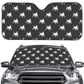 Black Bull Terrier Pattern Print Car Windshield Sun Shade