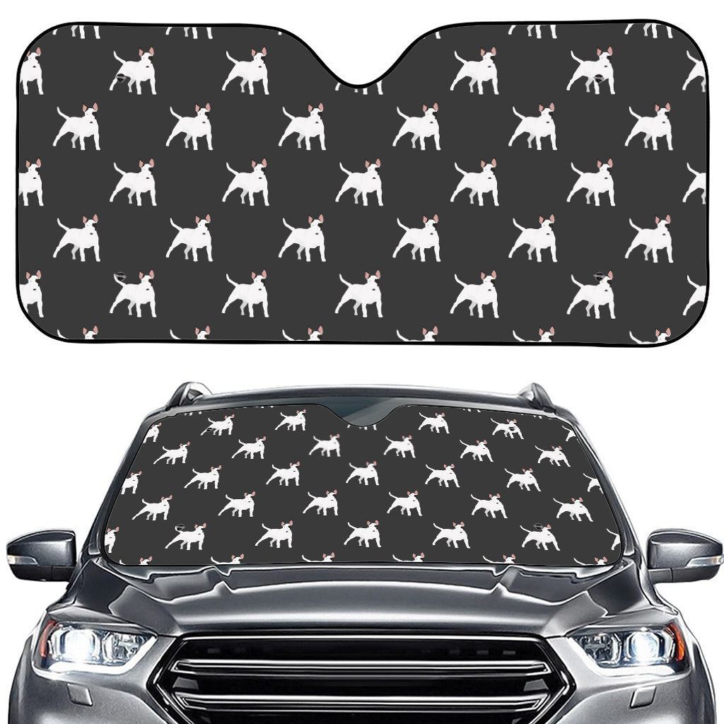 Black Bull Terrier Pattern Print Car Windshield Sun Shade