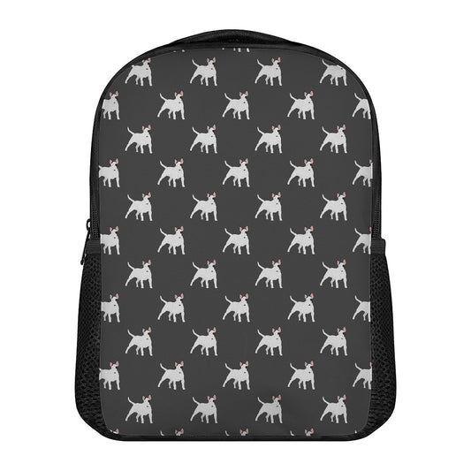 Black Bull Terrier Pattern Print Casual Backpack