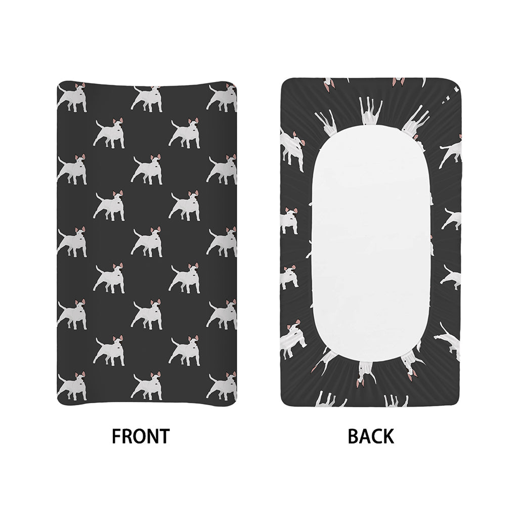 Black Bull Terrier Pattern Print Changing Pad Cover