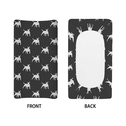 Black Bull Terrier Pattern Print Changing Pad Cover