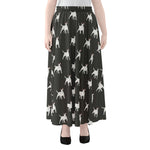 Black Bull Terrier Pattern Print Chiffon Maxi Skirt