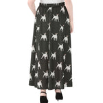 Black Bull Terrier Pattern Print Chiffon Maxi Skirt