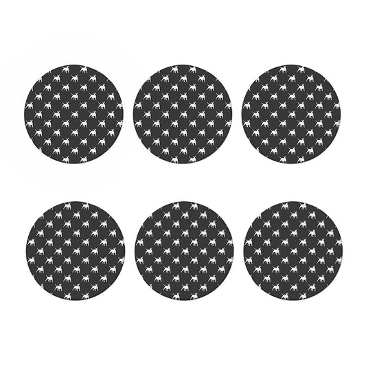 Black Bull Terrier Pattern Print Coaster Set