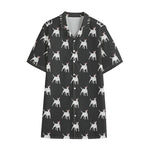 Black Bull Terrier Pattern Print Cotton Hawaiian Shirt