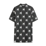 Black Bull Terrier Pattern Print Cotton Hawaiian Shirt