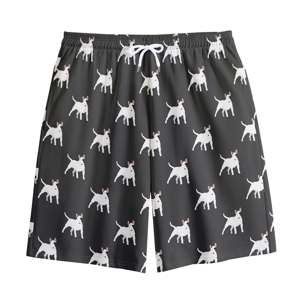 Black Bull Terrier Pattern Print Cotton Shorts
