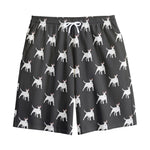Black Bull Terrier Pattern Print Cotton Shorts