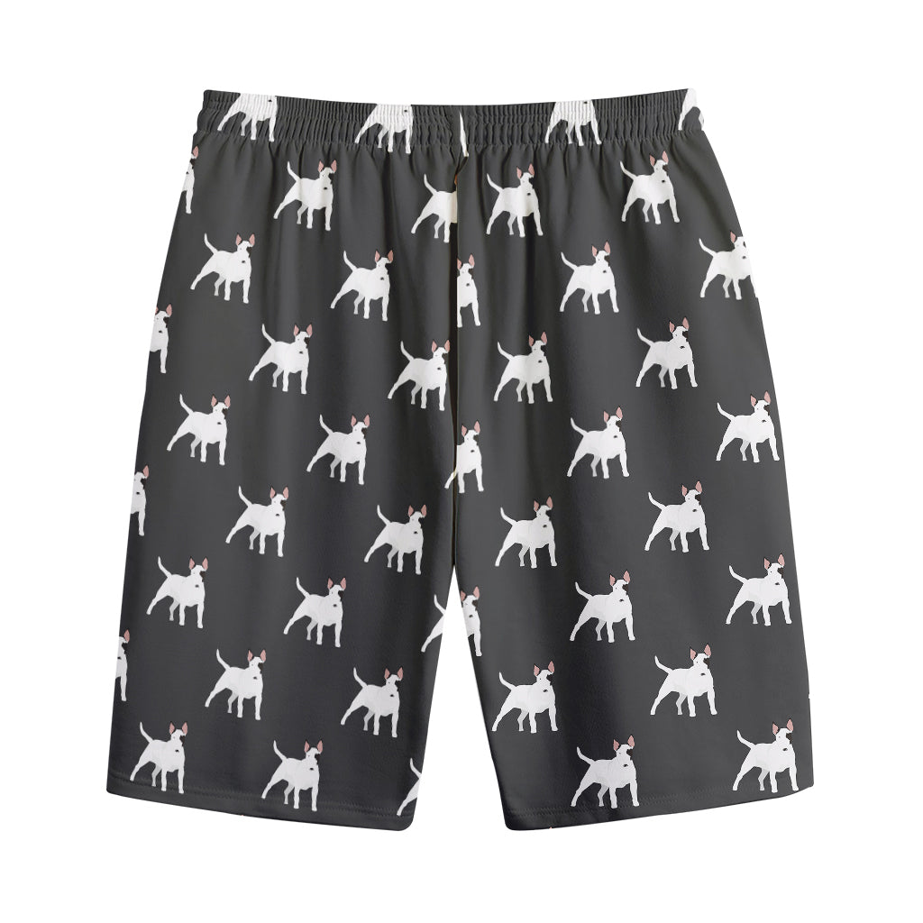 Black Bull Terrier Pattern Print Cotton Shorts