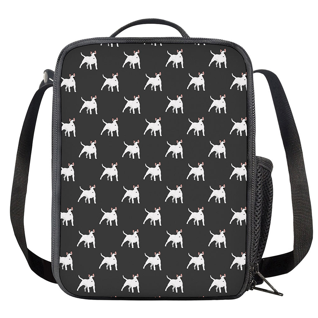 Black Bull Terrier Pattern Print Crossbody Lunch Bag