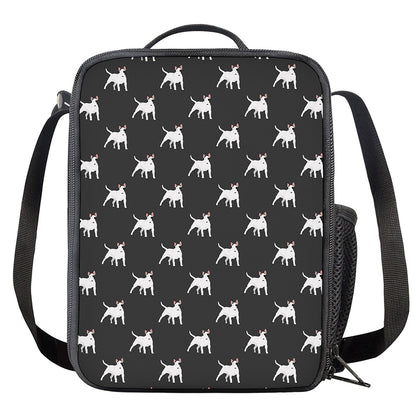 Black Bull Terrier Pattern Print Crossbody Lunch Bag