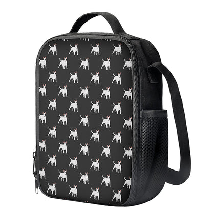Black Bull Terrier Pattern Print Crossbody Lunch Bag