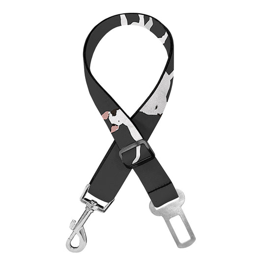 Black Bull Terrier Pattern Print Dog Seat Belt