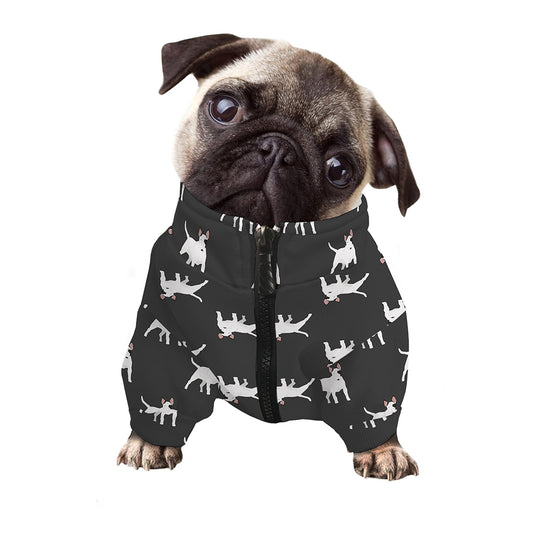Black Bull Terrier Pattern Print Dog Zip Up Jacket