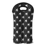 Black Bull Terrier Pattern Print Double Neoprene Wine Tote