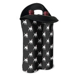 Black Bull Terrier Pattern Print Double Neoprene Wine Tote