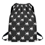 Black Bull Terrier Pattern Print Drawstring Backpack