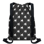 Black Bull Terrier Pattern Print Drawstring Backpack