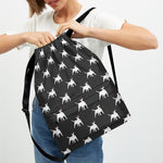 Black Bull Terrier Pattern Print Drawstring Backpack
