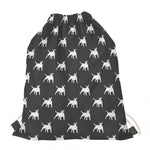 Black Bull Terrier Pattern Print Drawstring Bag