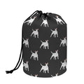 Black Bull Terrier Pattern Print Drawstring Makeup Bag