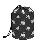 Black Bull Terrier Pattern Print Drawstring Makeup Bag