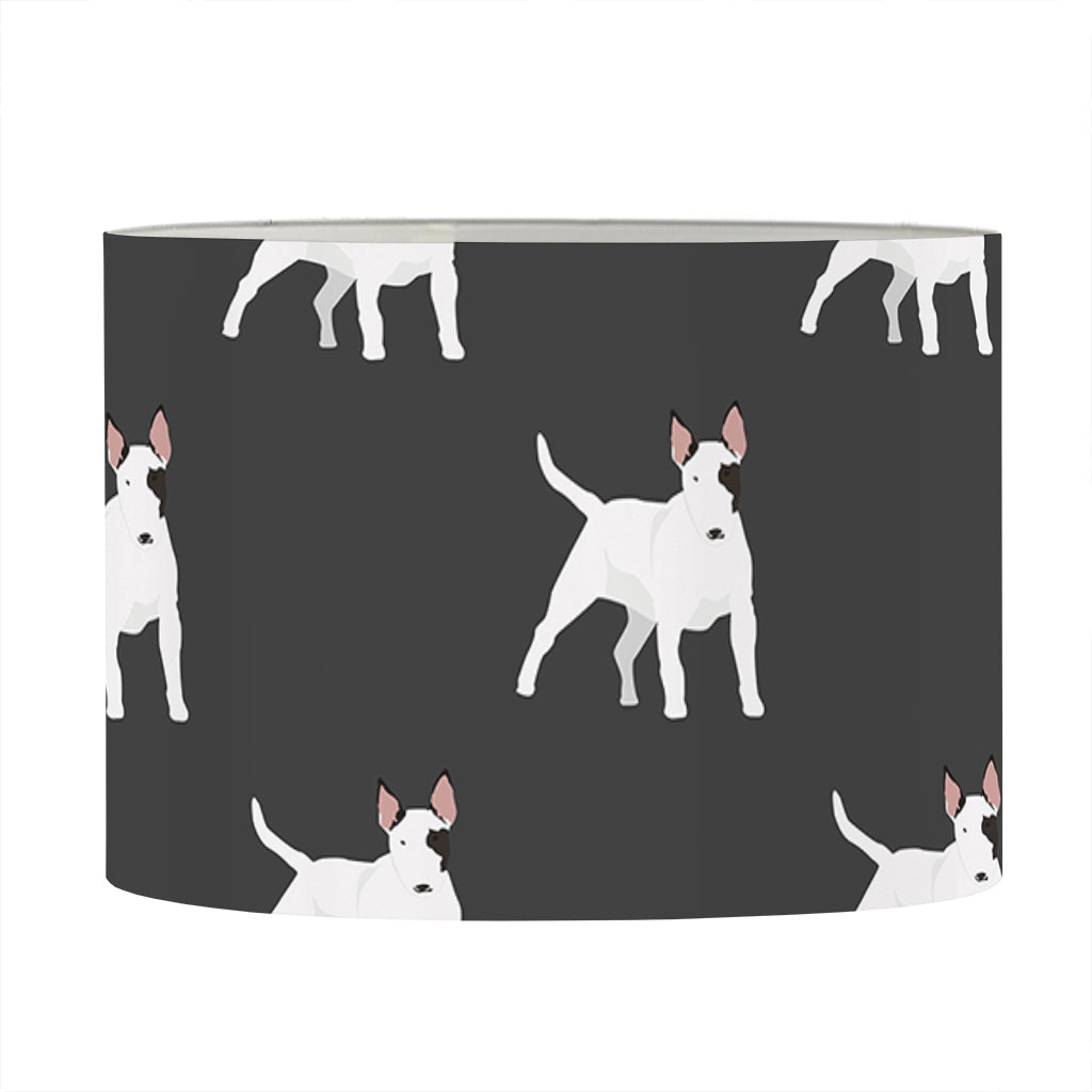 Black Bull Terrier Pattern Print Drum Lamp Shade