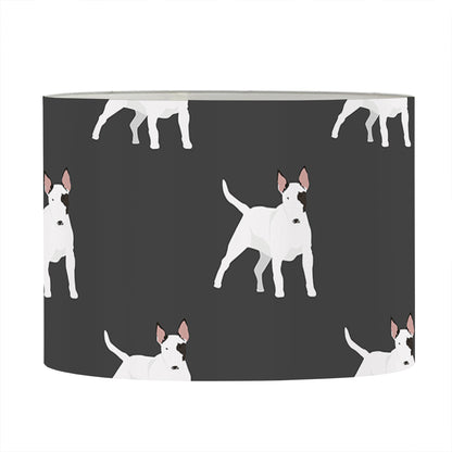 Black Bull Terrier Pattern Print Drum Lamp Shade