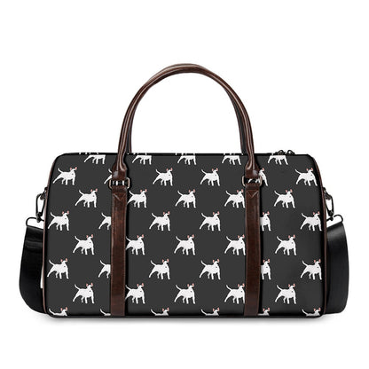 Black Bull Terrier Pattern Print Duffle Bag