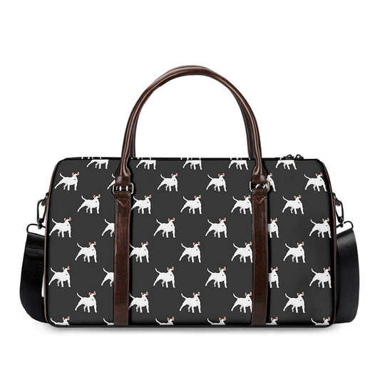 Black Bull Terrier Pattern Print Duffle Bag