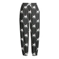 Black Bull Terrier Pattern Print Fleece Lined Knit Pants